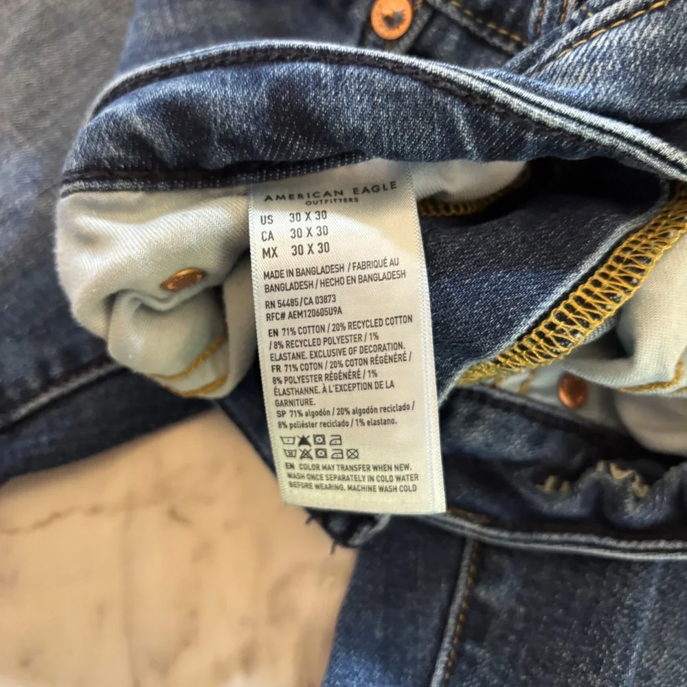 American Eagle Airflex+ Real Good Mens Straight Leg Jeans Blue 30x30‎